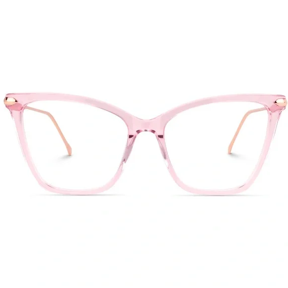ZEELOOL Pale Pink -5.00 Prescription Large Catseye Frame Fashion Glasses - Picture 1 of 15